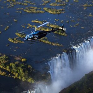 Helicopter ride above the mighty in Victoria Falls