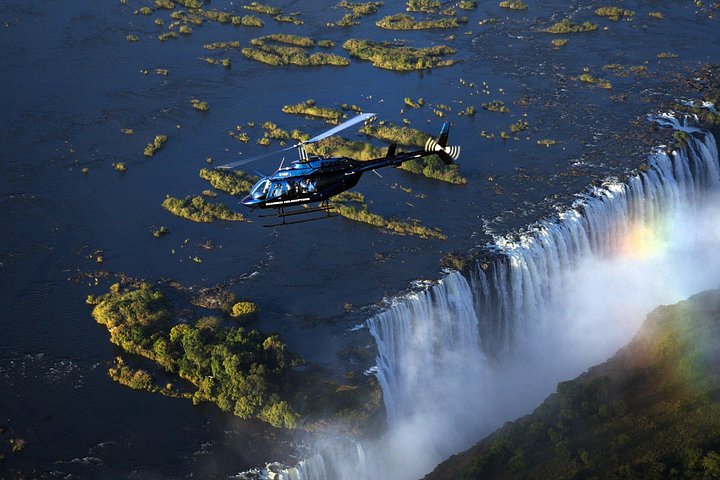 Helicopter ride above the mighty in Victoria Falls