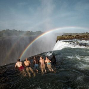 Livingstone island morning breezer in Victoria Falls