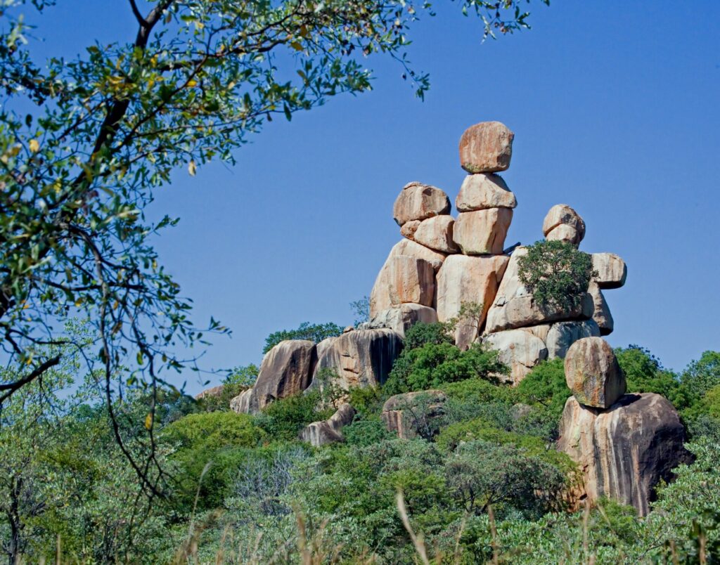 Die balancierenden Felsen „Mother and Child“ im Matobo-Nationalpark