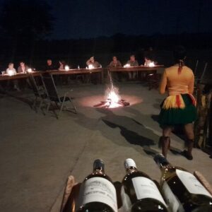 Traditional bush dinner under in Victoria Falls